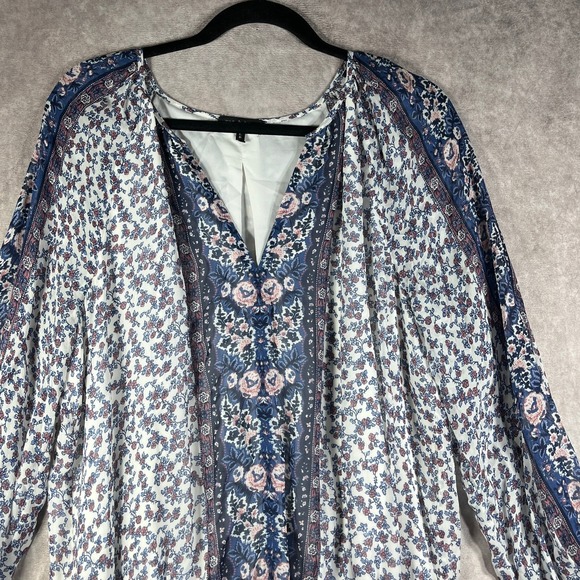 Rag &‎ Bone Mini Dress Womens Size Large White Floral Silk V-Neck Boho Festival - Picture 2 of 10
